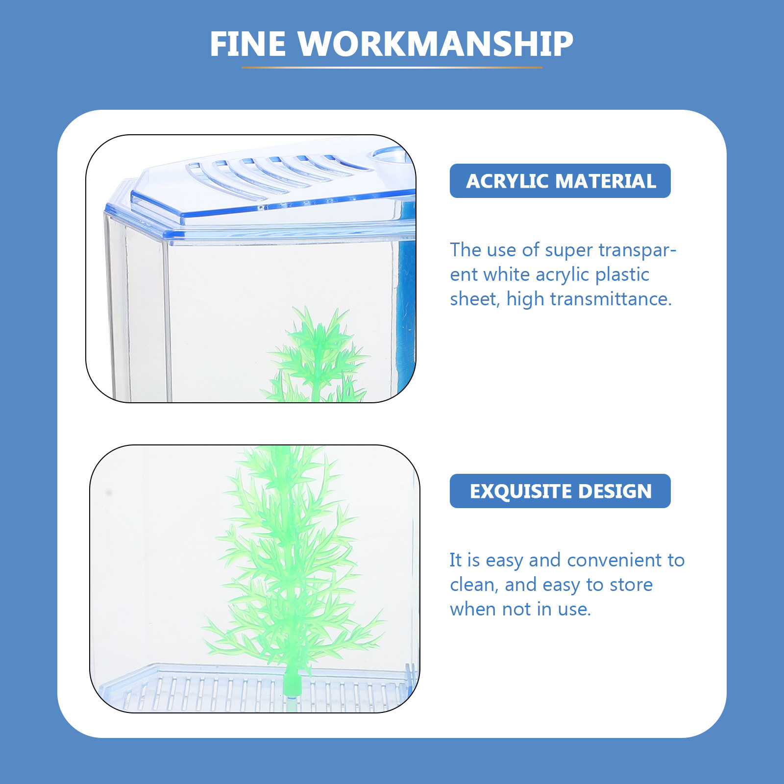 1Set Elegant Transparent Acryl - Planted Aquarium Mini ulasan dan harga