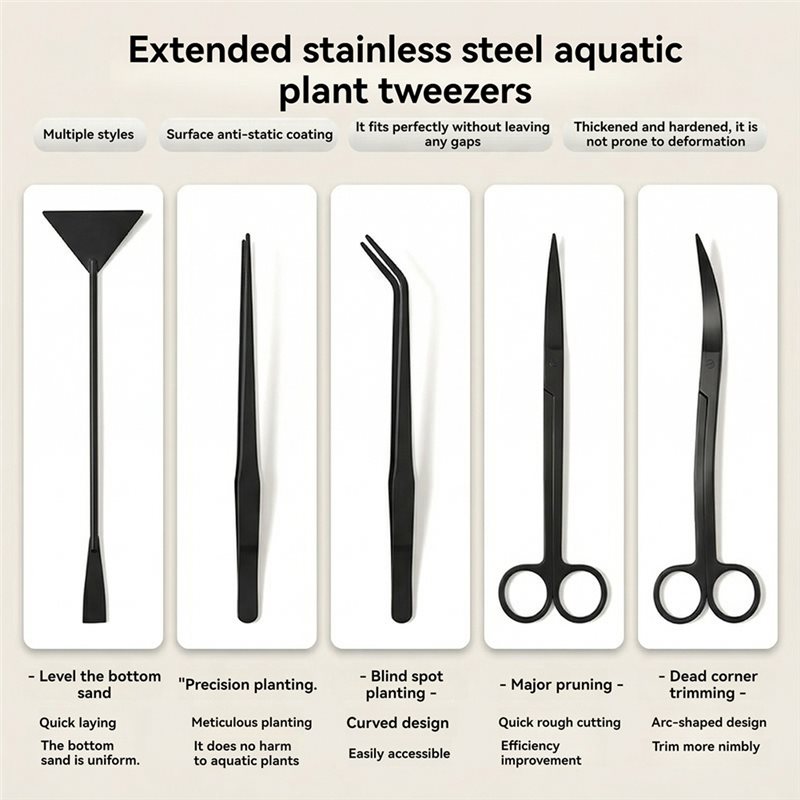 IALJ-Long Black Stainless Stee - Aquarium Planted Sand ulasan dan harga